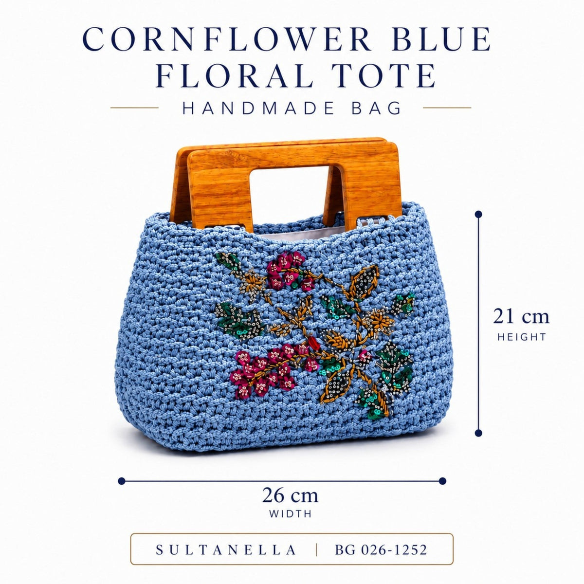 Corn Flower Blue Floral Tote