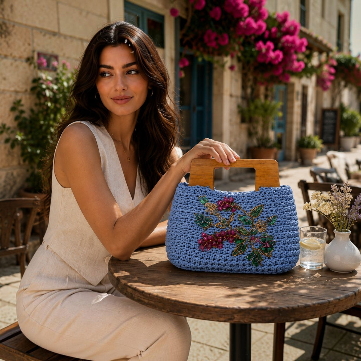 Corn Flower Blue Floral Tote
